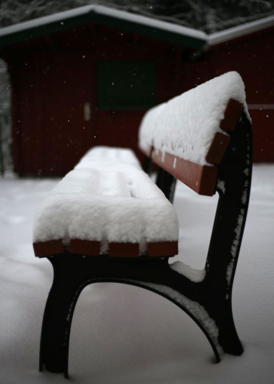 Bank im Neuschnee